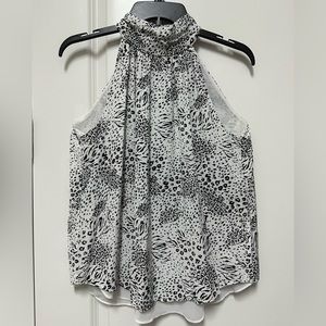 Tahari chiffon halter top, size M